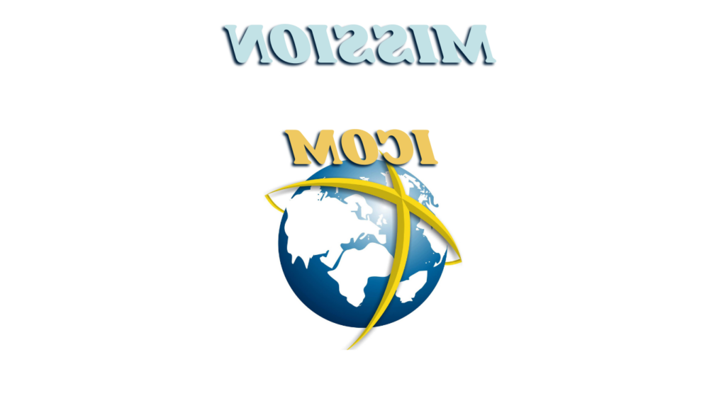 Logo with the word "Mission" above "ICOM" and a globe featuring a yellow cross overlay.